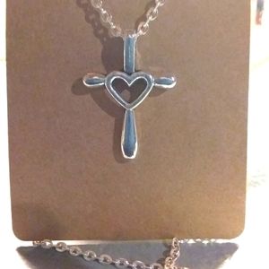 Cross with Heart Necklace